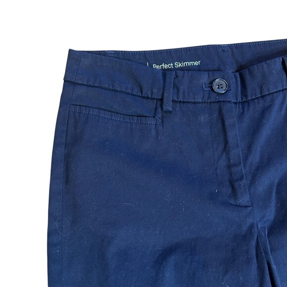 Talbots Navy Blue Perfect Skimmer Cropped Pants Size 2 Button Hem - Picture 3 of 10